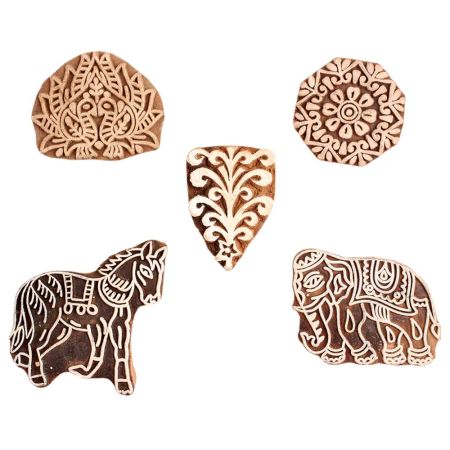 Set of 5 Piece New Mix Wooden Printing Block